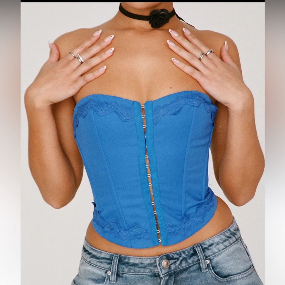 Princess Polly yami bustier corset blue top